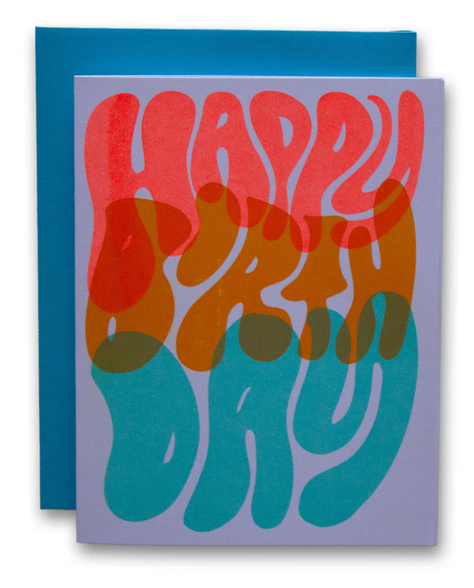 Wavy Overlay Birthday Card -- Ladyfingers Letterpress